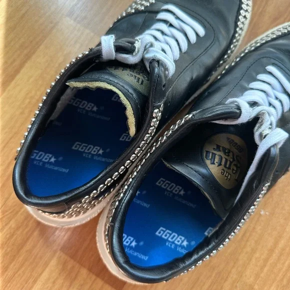 Golden Goose The Tenth Star Studded Sneakers In Black Size 38.